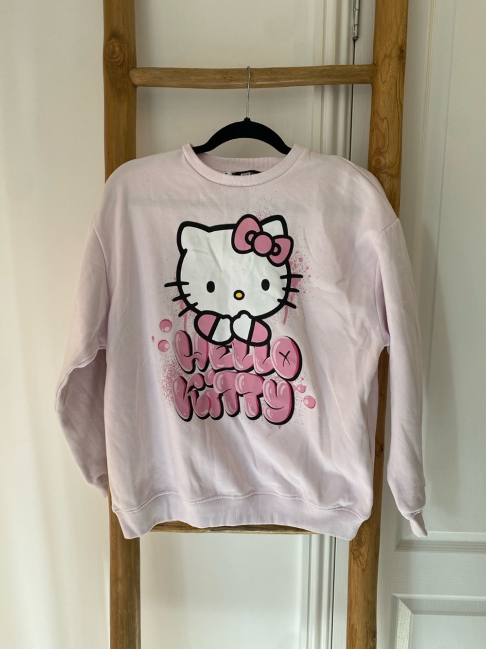 Hello Kitty Pink Graphic Oversized Crewneck Sweatshirt Size XS Y2K Anime Twee